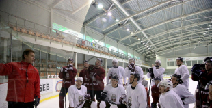 Latvijas izlases pirmais treniņš pirms pasaules čempionāta