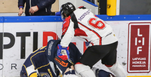 FOTO: "Kurbads" pagarinājumā izcīna uzvaru Latvijas čempionāta pirmajā finālspēlē