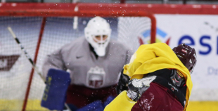 FOTO: Latvijas U-20 hokeja izlases treniņš (02.12)
