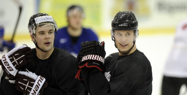 Hokeja izlases pēdējais treniņš pirms došanās uz Franciju